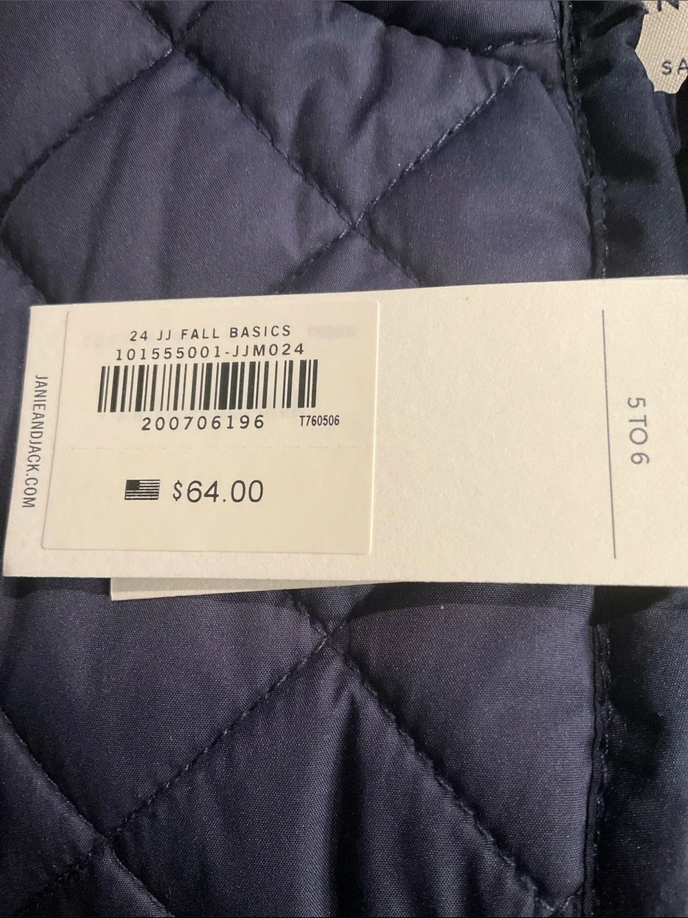 Janie and Jack The Quilted Peplum Vest Merchant Marine 5/6 NWT